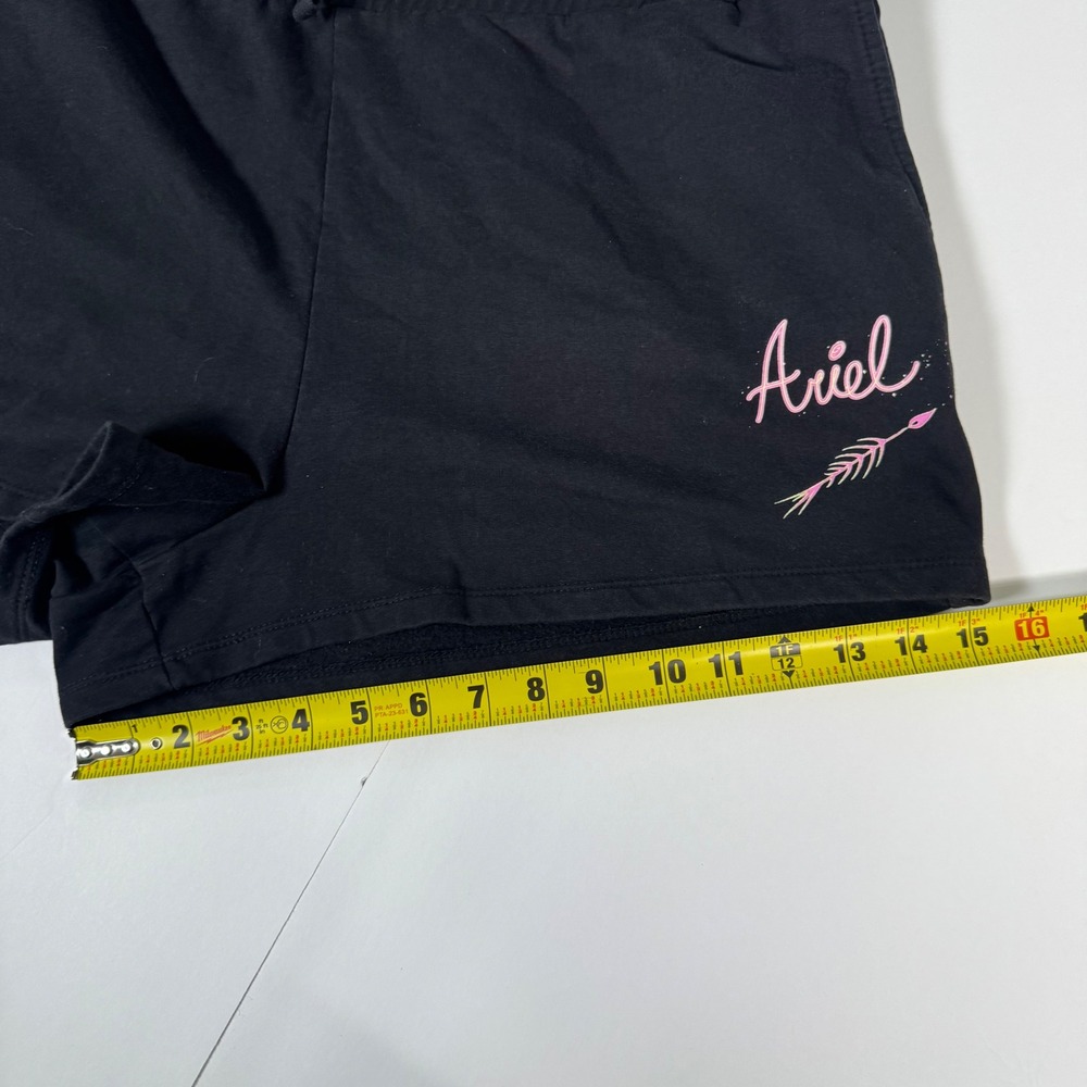 Disney Princess Ariel Shorts Womens XXL Black Pink Graphic Fleece Lounge Pockets - Picture 8 of 8